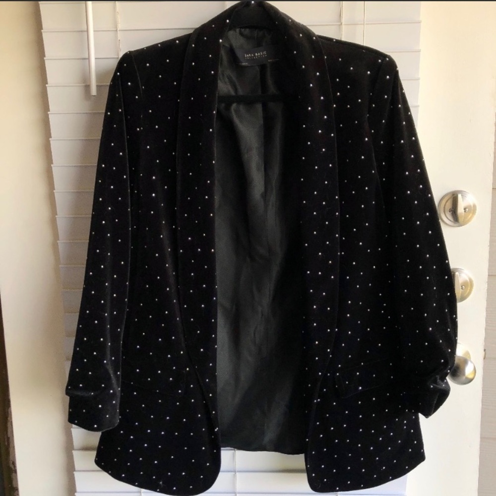 Zara Velvet Studded Blazer